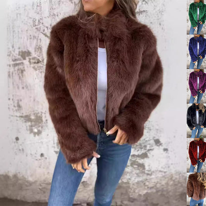 Veste en Tissu Sherpa avec Clo à Revers