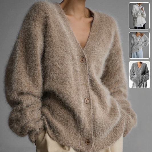 Cardigan Décontracté à Col V avec Boutons – Mode Automne/Hiver