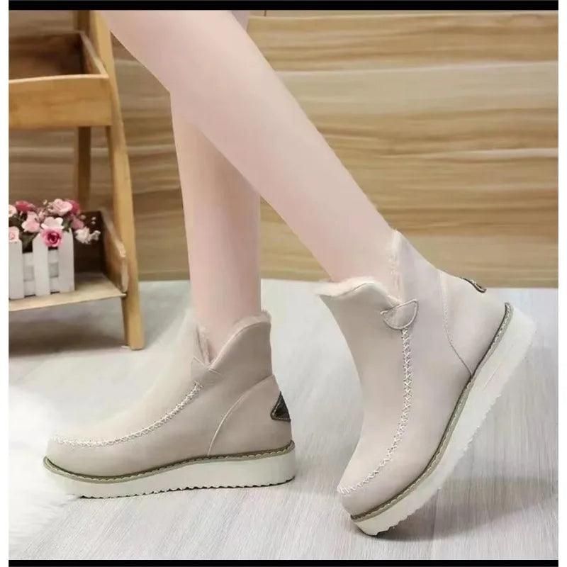 Bottes de neige à enfiler pour femmes, chaussures chaudes décontractées, bottes de rinçage confortables, chaussures pour femmes, mode, hiver, 2023