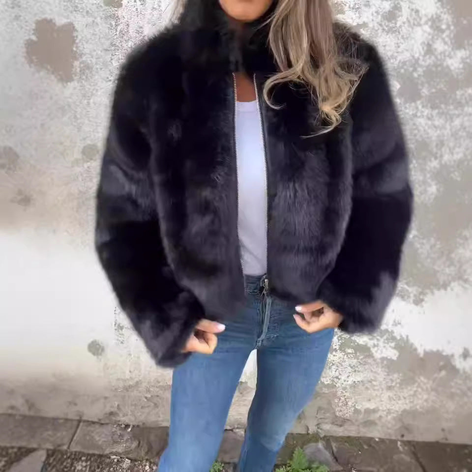 Veste en Tissu Sherpa avec Clo à Revers